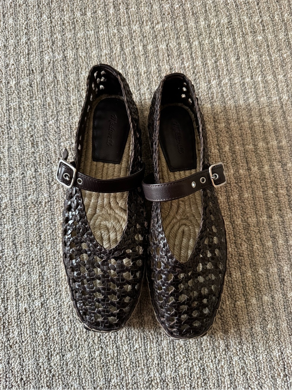 Madewell Brown Woven Mary Jane Flats